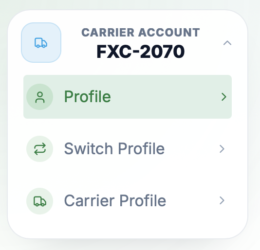 Carrier account navigation preview