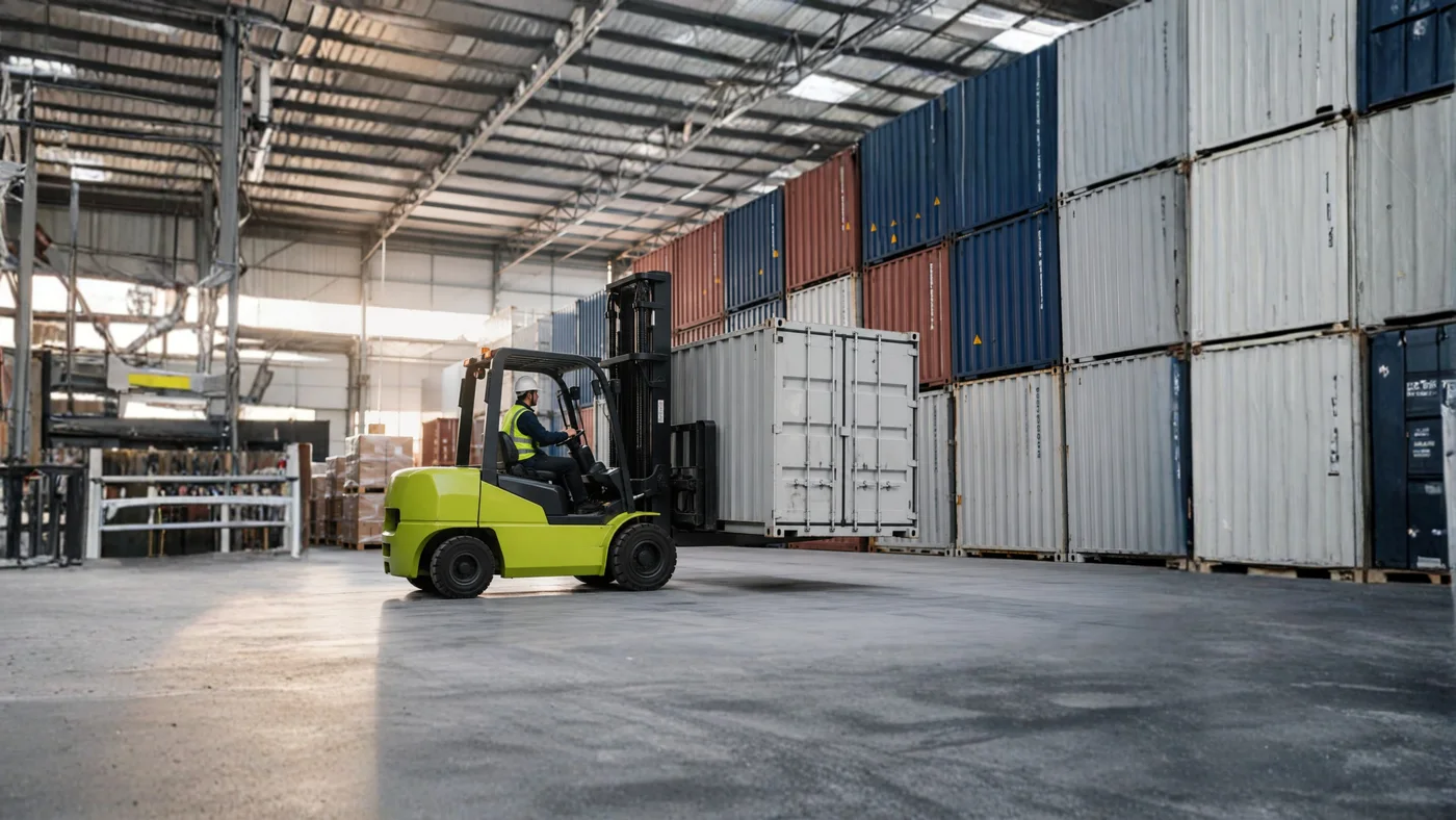 Warehouse team preparing cargo for container consolidation